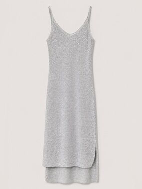Urban Lux Resort Silver Metallic Knit Beach Cover-Up Dress - S/M - NWOT